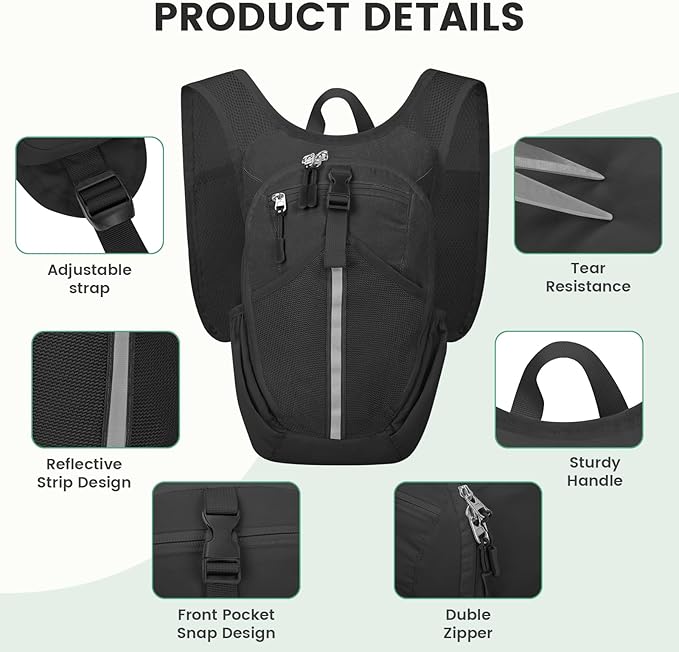 Small Hiking Backpack 15L- Lightweight Packable Foldable Backpack - Image 6