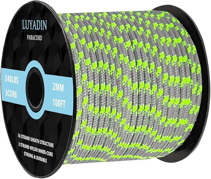 Paracord 240lb - Diameter 2mm Micro Utility Cord -3 Strand Parachute Spool Cord by LUYADIN