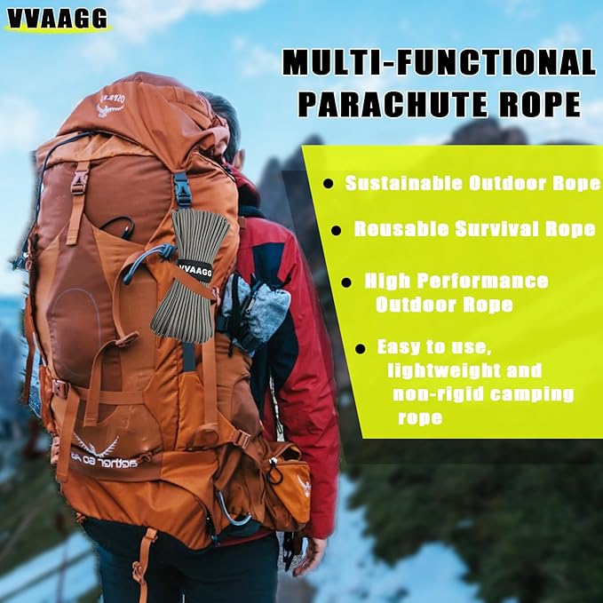 VVAAGG 1000 Paracord Rope 200FT, 4mm Utility Parachute Cord Heavy Duty 12 - Image 7