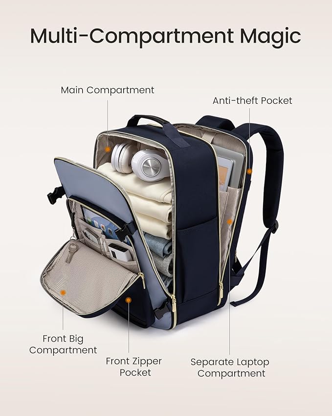 LOVEVOOK 50L Travel Backpack for Women & Men, Airline Approved Carry On Luggage - Image 3