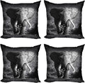 Ambesonne Elephant Throw Pillow Cushion Case Pack of 4, Majestic Elephant Bull by Ambesonne
