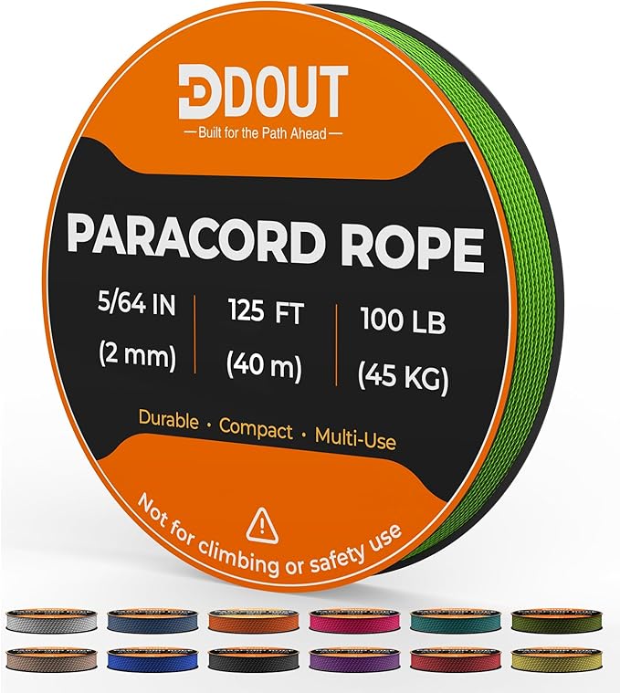 DDOUT 2mm Paracord 100lb, Thin Micro Paracord Rope, FLGreen 125FT Nylon Cord by DDOUTOutdoor