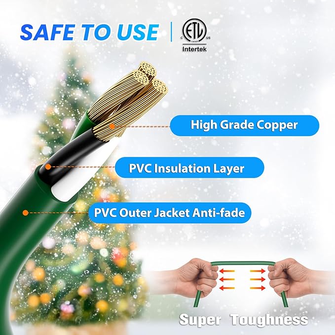 K KASONIC - 31FT Christmas Lights Outdoor Extension Cord - Image 4