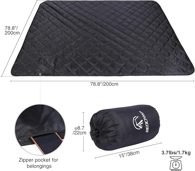 REDCAMP 79"x79" Large Warm Camping Blanket Waterproof & Windproof - Image 6