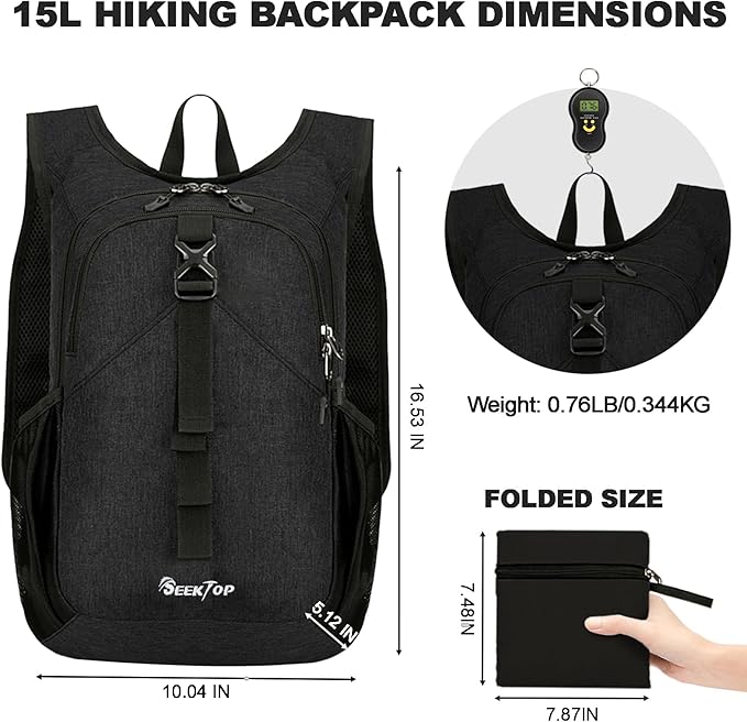 Seektop 15L Small Hiking Backpack - Image 4