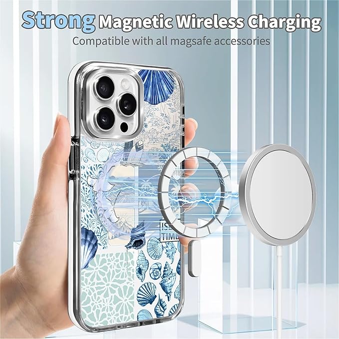 Case for iPhone 14 Pro, Sea Life Ocean Waves Seashell Collage Phone Case - Image 4