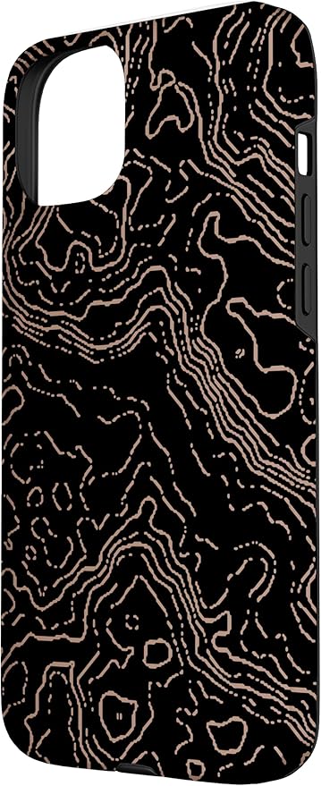 Topography Black & Brown Abstract Pattern Topographic Map Case - Image 2