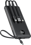 VEEKTOMX Portable Charger Built-in Cables, 10000mAh Power Bank by VEEKTOMX