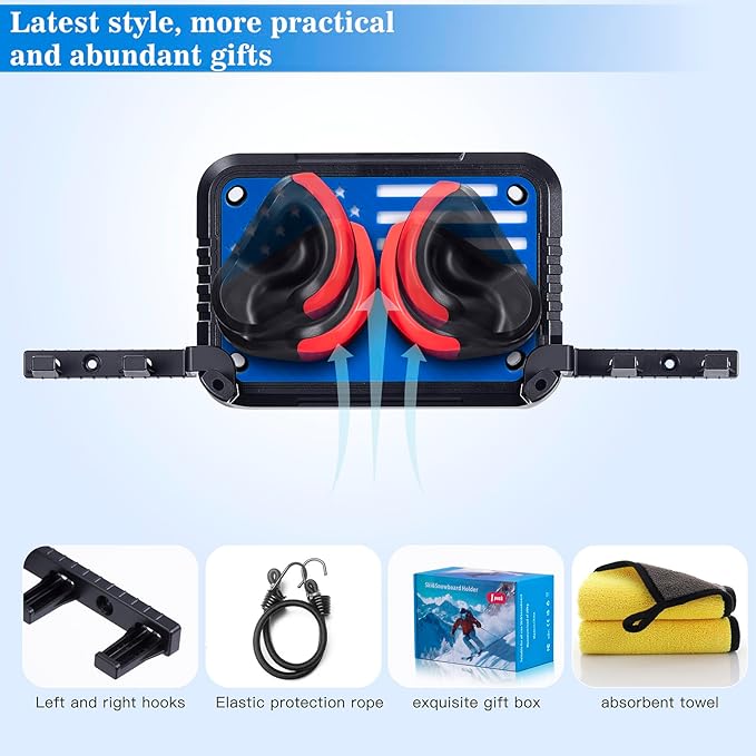Ski Rack Wall Mount Ski & Snowboard Skateboard Ski Hangers - Image 3