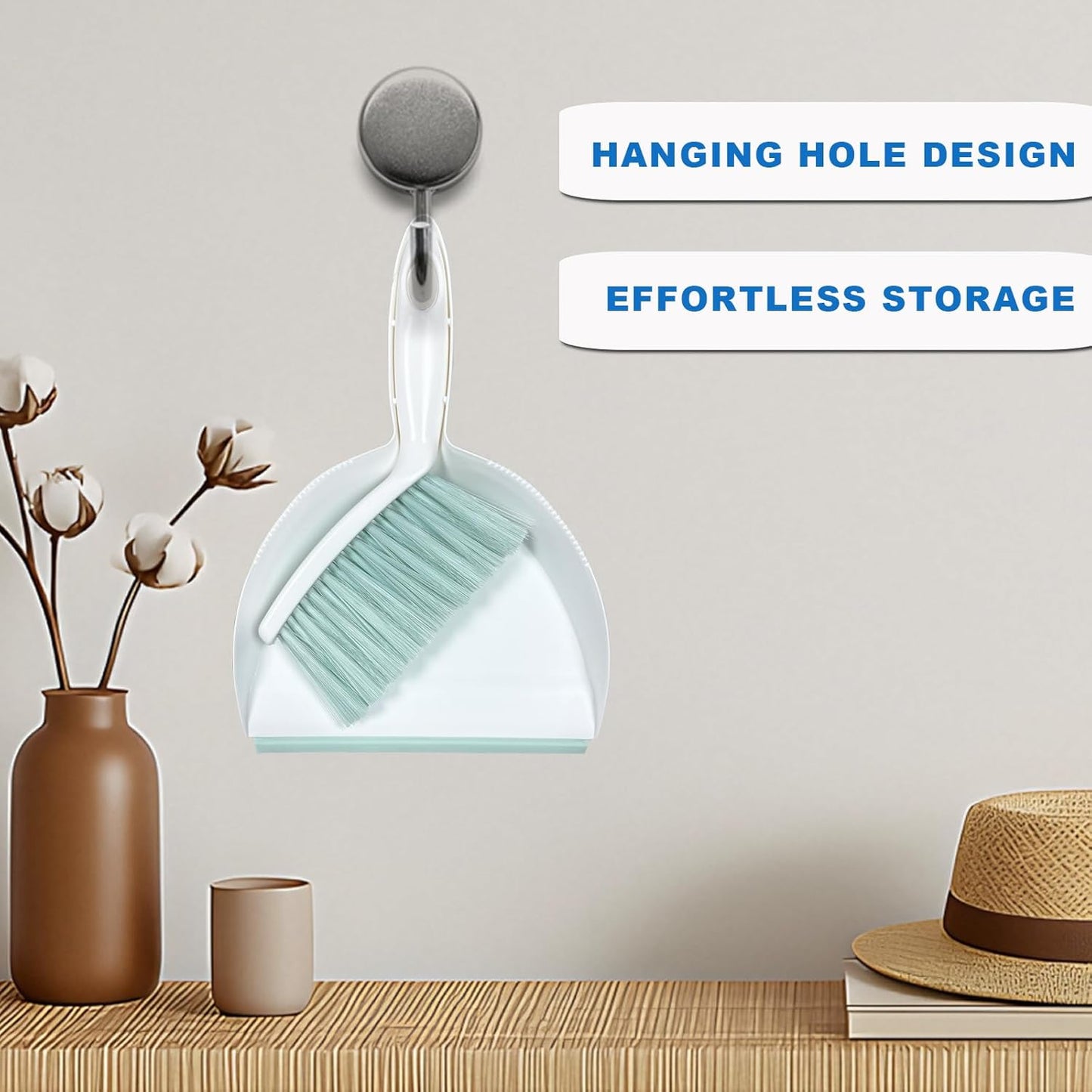 Mini Broom and Dustpan Set Small Dust pan & Brush Set Portable Cleaning Tools for Home Office RV Camping Learning (Green)