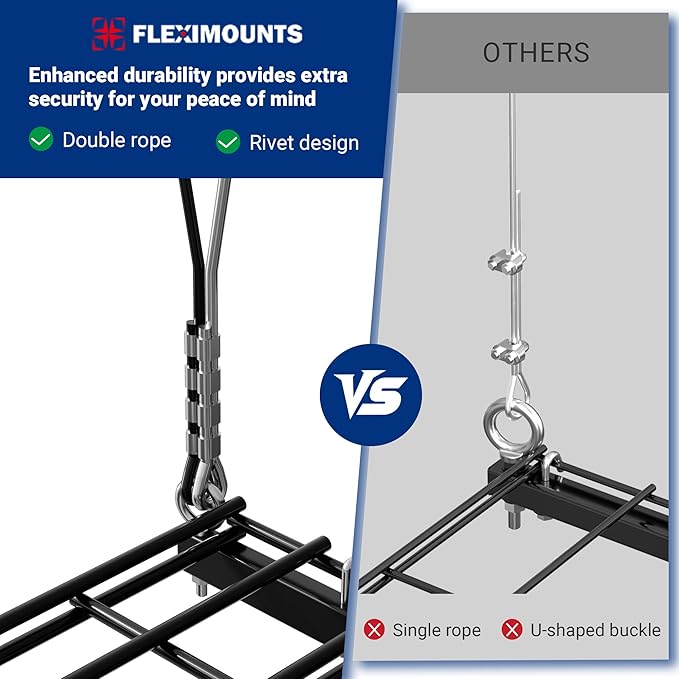 FLEXIMOUNTS GL1 Overhead Garage Lifting Storage Rack, 4x4 Ft Heavy-Duty Metal - Image 3
