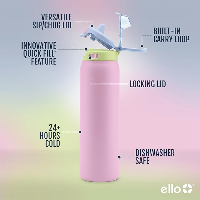 Ello Pop & Fill 22oz Stainless Steel Water Bottle - Image 3