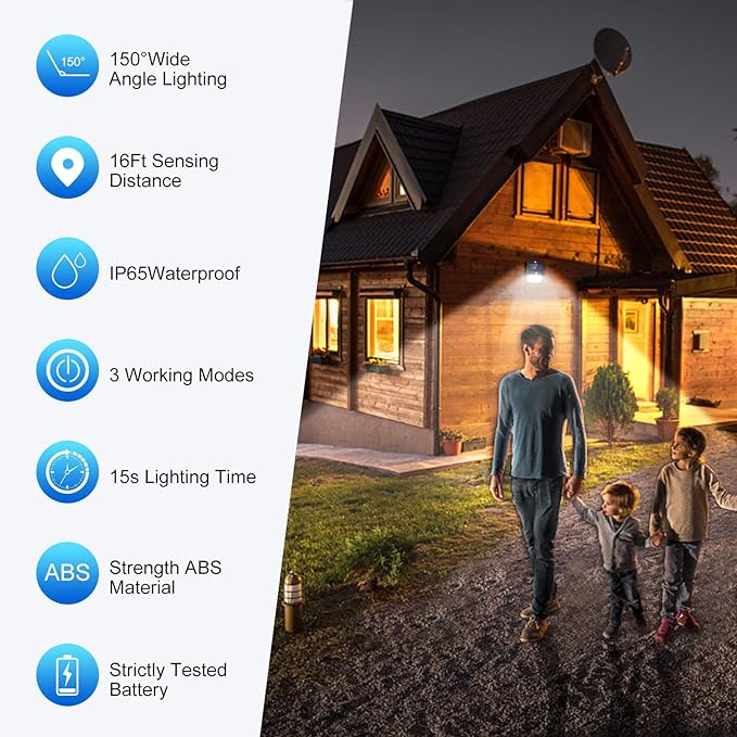 SEZAC Solar Lights Outdoor, Solar Security Lights Solar Motion Sensor Lights - Image 2
