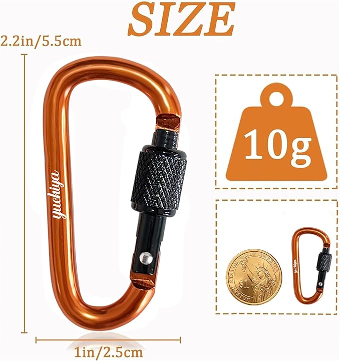YUCHIYA 8 Pack D-Shape Carabiner Clasp - Image 2