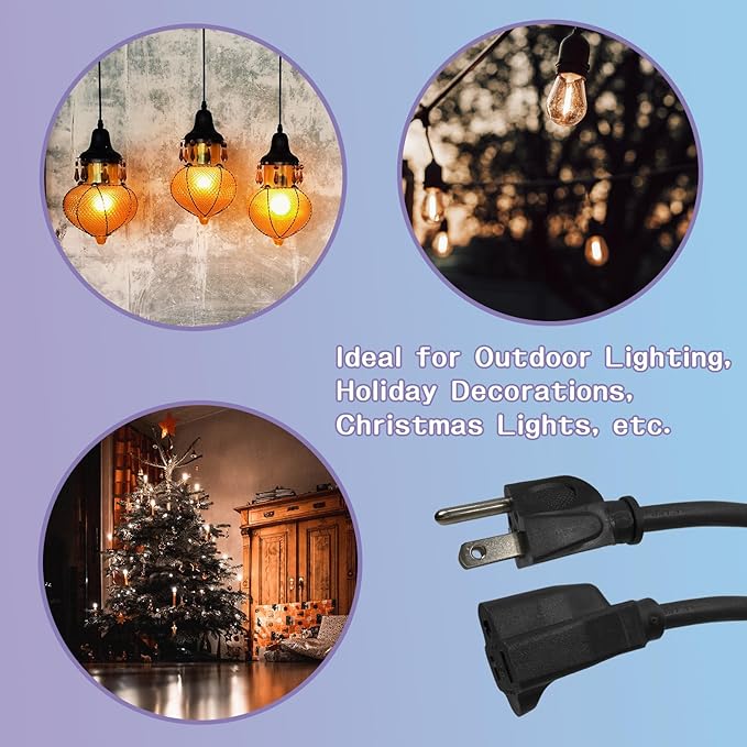 Indoor Outdoor Extension Cord 50 FT, 16/3 SJTW Weatherproof Black Electrical - Image 7