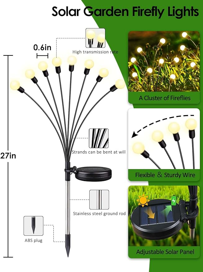 2026 Upgraded Solar Lights Outdoor, 10 Pack Solar Garden Lights - Image 2