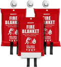 Fire Blanket 3-Pack | Fiberglass Prepared Fire Suppression | 40"x40" Fire by BOZZYS