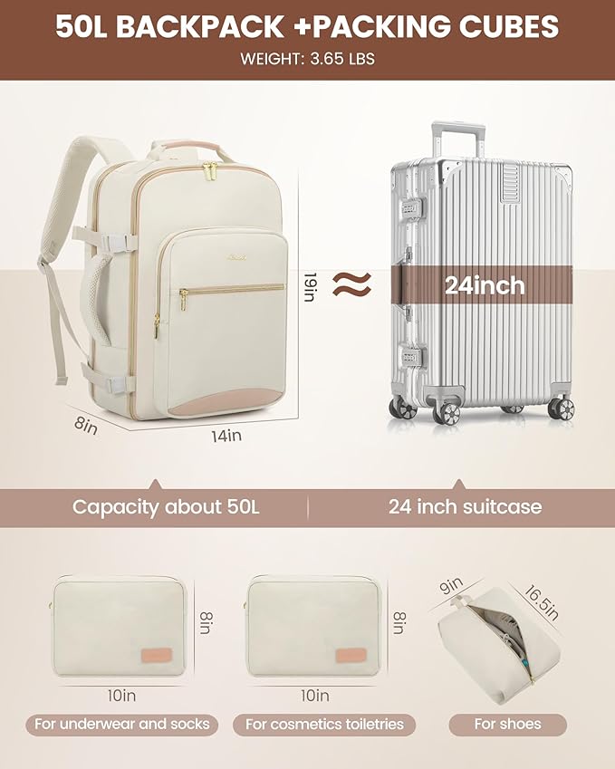 LOVEVOOK Travel Backpack for Women & Men 50L, Airline Approved Carry On - Image 5