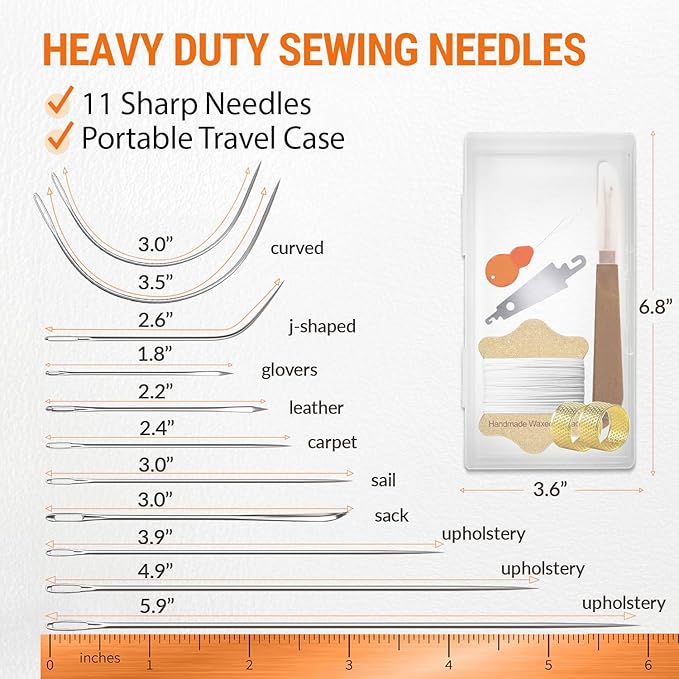 VONEEDL Upholstery Repair Kit: Waxed Sewing Thread & Heavy Duty Needles - Image 4