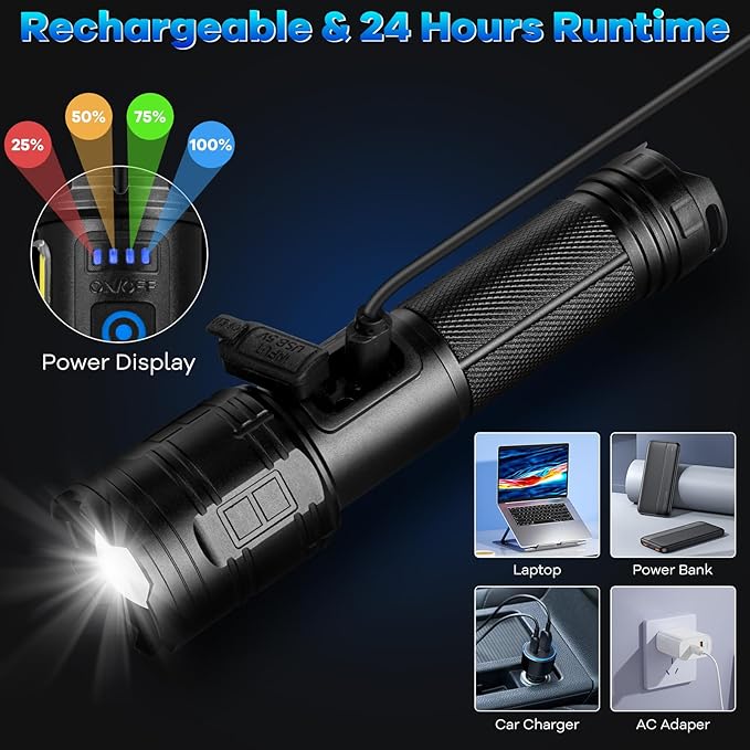 Rechargeable Flashlights 90, 000 High Lumens - Image 3