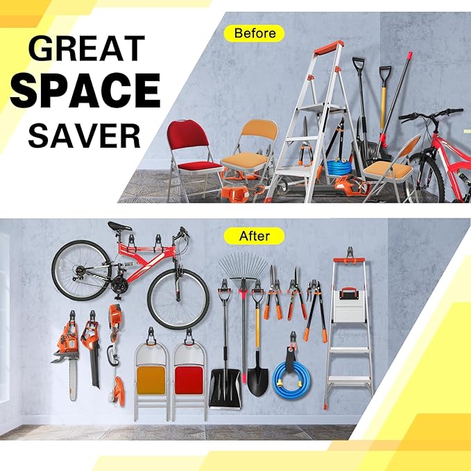 2 Pack Garage Hooks Heavy Duty Storage Organizer Wall Mount Power and Garden - Image 4