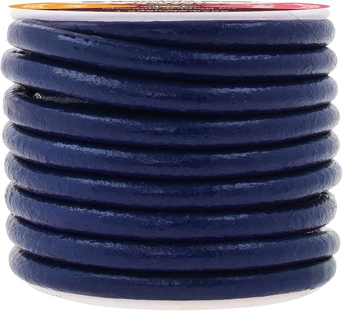 Mandala Crafts Round Genuine Navy Blue Leather Cord - Image 3