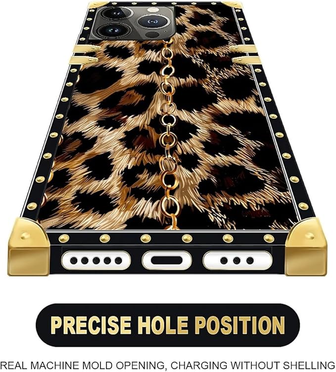 Compatible with iPhone 13 Pro Max Case, Seamless Gold Chain Leopard Luxury - Image 5