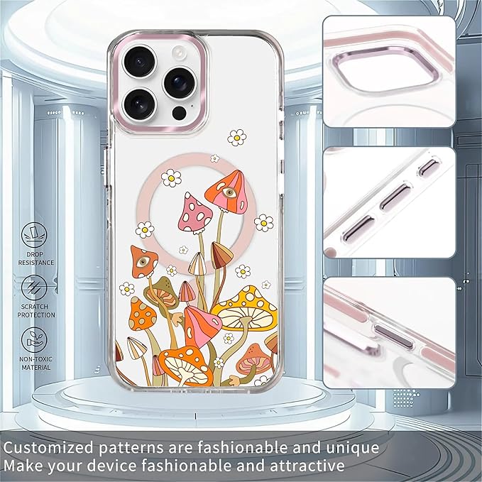 Case for iPhone 13 Pro Max, Retro Mushroom Sunflower Phone Case Design，for - Image 2