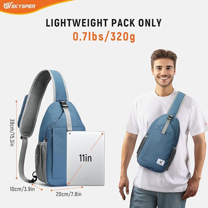 SKYSPER Sling Bag RFID Cross Body Bag Recycled Crossbody Backpack Travel Daypack - Image 2