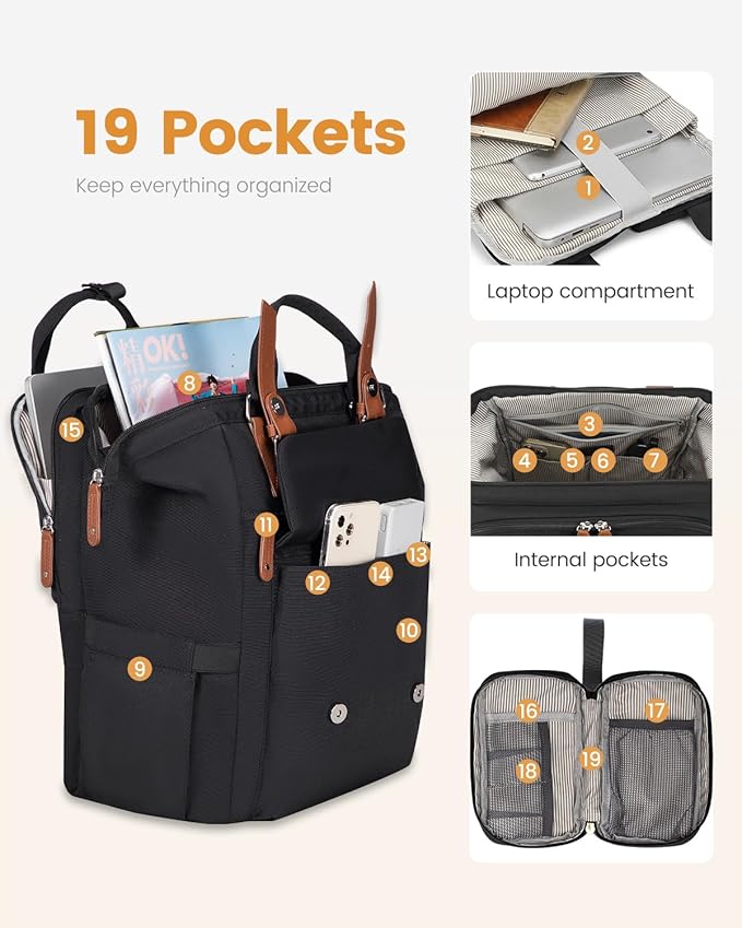 LOVEVOOK Laptop Backpack for Women Work Travel Computer Backpacks Purse - Image 3