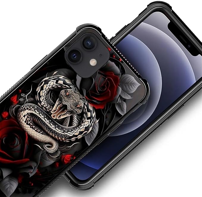 for iPhone 11 Case, Entwined Rose Snake Pattern Graphic Design Girl Boy Soft - Image 6