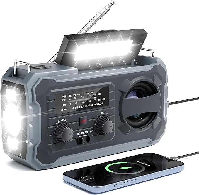 Hand Crank Emergency Radio, 10000mAh Weather Radio - Image 9