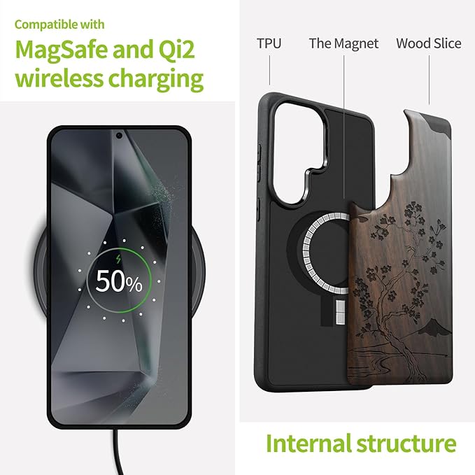 Carveit Magnetic Wooden Case for Samsung Galaxy S26 Ultra Case 2026, TPU - Image 4