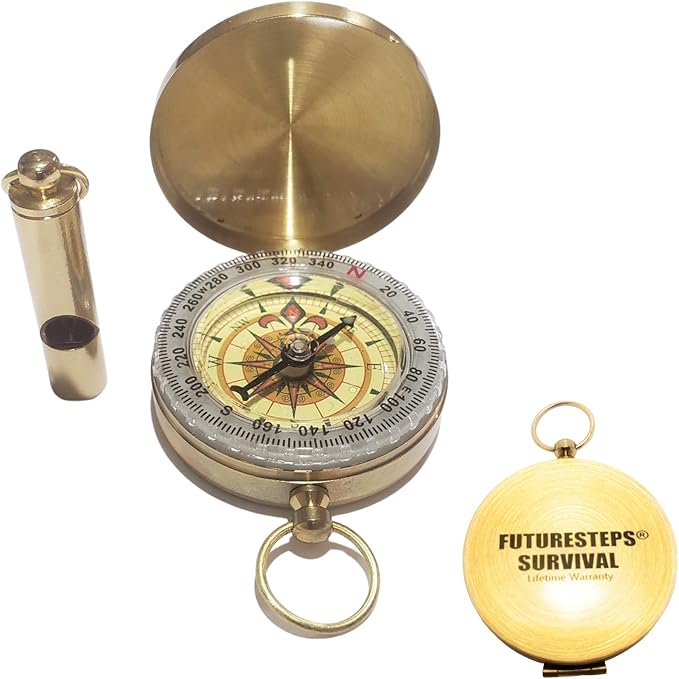 Brass Compass with Solid Brass Whistle - Image 8