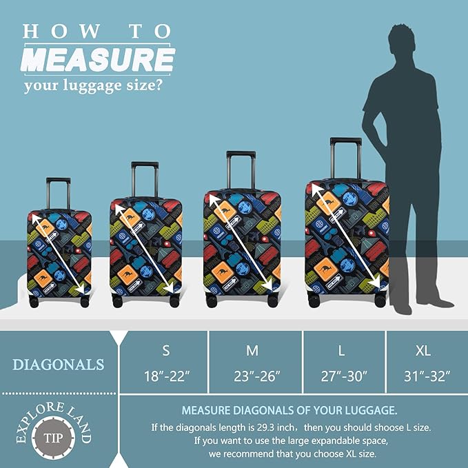 Explore Land Travel Luggage Cover Suitcase Protector Fits 23-26 Inch Case - Image 5