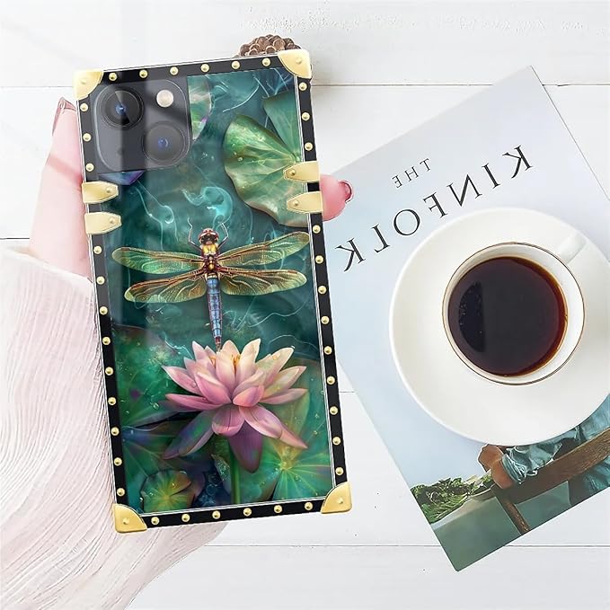 Compatible with iPhone 13 Case, Colourful Dragonfly Pink Lily Pads Luxury - Image 7