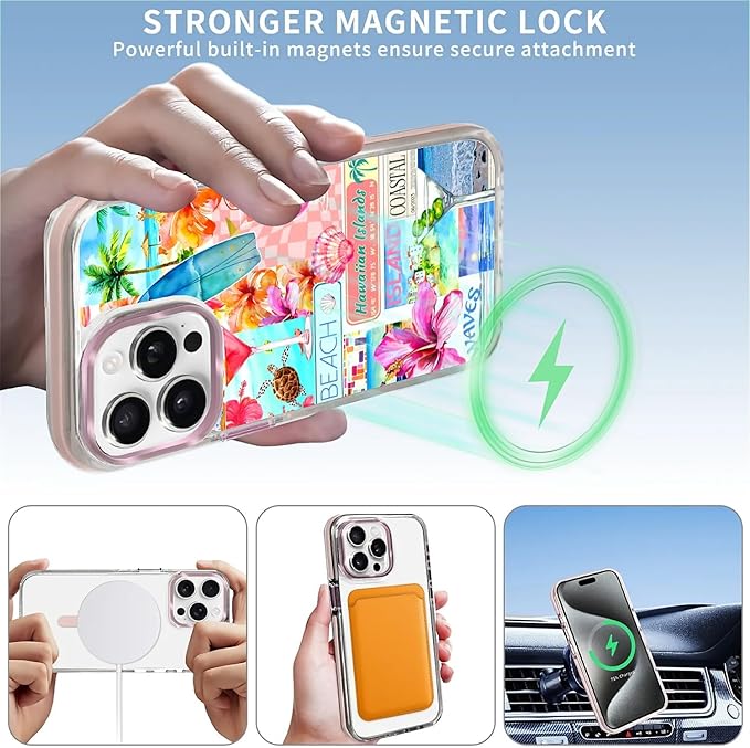 Case for iPhone 13 Pro, Coastal Beach Cover Coquette Collage Phone Case - Image 3