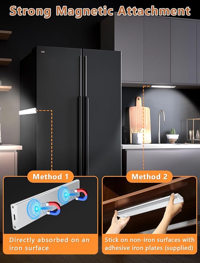 Under Cabinet Motion Sensor Lighting: 8 Inch Dimmable Rechargeable Lights Indoor - Image 6