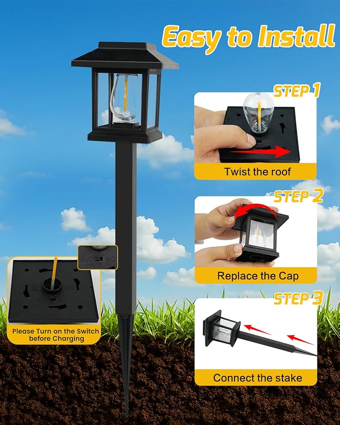 Albelt Solar Pathyway Lights Outdoor, 8 Pack Waterproof Solar Garden Lights - Image 8