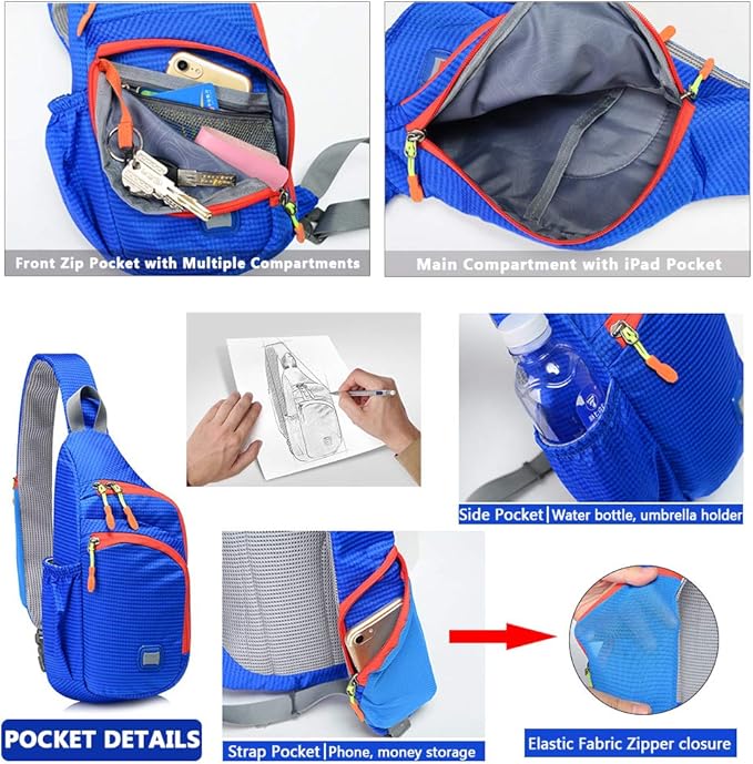 Peicees Small Sling Backpack Waterproof Unisex Shoulder Bag Chest Crossbody - Image 4