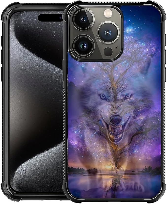 for iPhone 16 Pro Max Case, Wolves in The Woods Pattern Graphic Design Girl Boy by FKBRCL4U