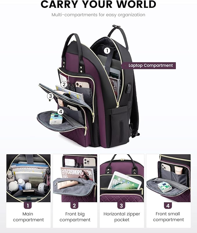 LOVEVOOK Laptop Backpack Purse for Women, 15.6" Laptop Bag for Travel - Image 3