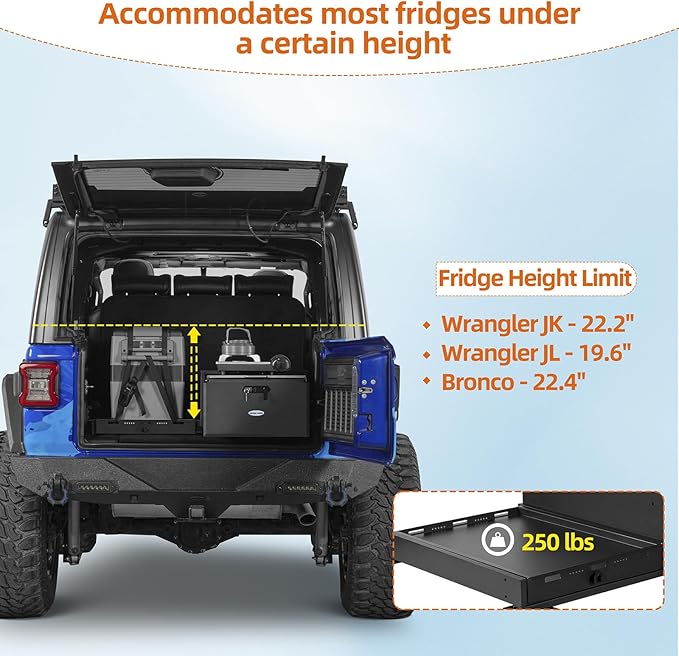 Hooke Road JK/JL/Bronco Trunk Sliding Drawer System & Fridge Slide Mount - Image 4