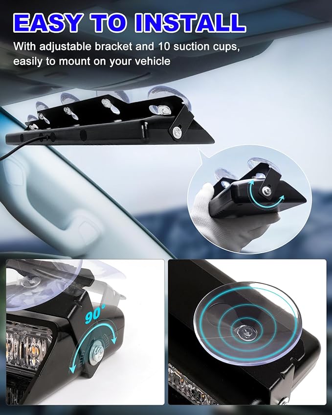 HLauto 6Z4J Emergency Dash Strobe Lights: 2x16.8 inch Blue White Safety Lights - Image 5