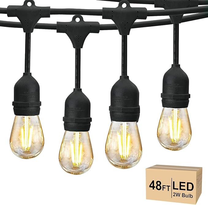 Svater 48 FT Outdoor String Lights 2W, Commercial Grade Patio Light by Svater