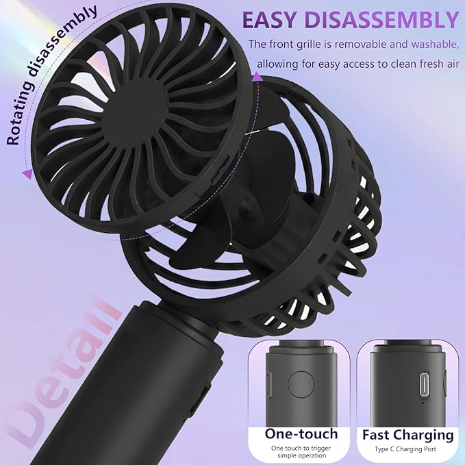 JODNO Mini Portable Handheld Fan 4-Pack, USB Rechargeable Battery Powered Small - Image 4