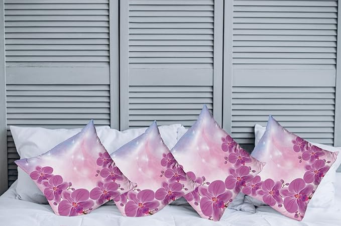 Ambesonne Floral Throw Pillow Cushion Case Pack of 4, Exotic Orchid Flowers - Image 2