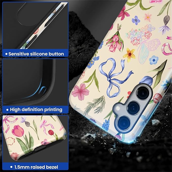 for Samsung Galaxy S24 FE Case, HL2 Aesthetic Flower Preppy Collage Hybrid 2 - Image 3