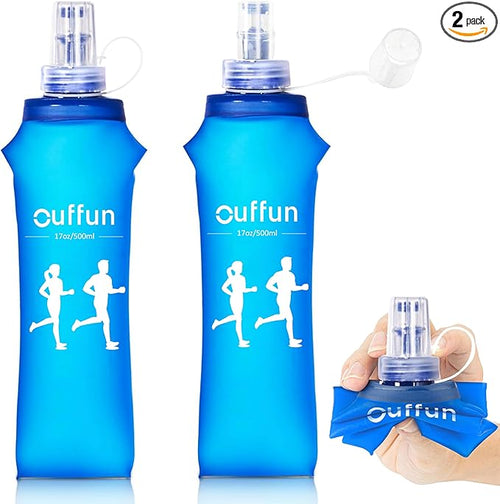 2 Pack Soft Water Bottle, TPU Collapsible Flask Foldable Bottles by Ouffun