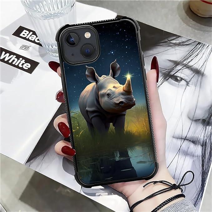 for iPhone 15 Plus Case, Rhino Water Marshes Pattern Made of Soft Silicone Hard - Image 4